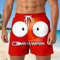 thumbnail image 2 of Telankuip Casual Lightweight Comfy Shorts Men's Funny Expression Printing Straight Leg Beach Five Point Pants Loose Breathable for Summer Swimming and Surfing 2-Red M, 2 of 4