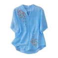 thumbnail image 3 of Helii Womens Tops Women's Solid Color V Neck Embroidered Casual Flowy Blouse Top T Shirts for Women, 3 of 3