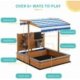 thumbnail image 3 of Kids Large Wooden Sandbox with Cover, Outdoor Sand box for Kids with Adjustable Cover, Funnel & Drawing Board, Backyard Sand Pit for Garden, Patio, Beach, 3 of 11