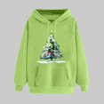 thumbnail image 2 of Women's Christmas Tree Print Hoodie Long Sleeve Crewneck Oversized Fall Sweatshirt Holiday 2025 Trendy Top, 2 of 5
