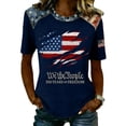 thumbnail image 2 of 4th of July Shirts Women Short Sleeve Crewneck America Flag Graphic Tees Patriotic T-Shirt Independence Day Tops, 2 of 4