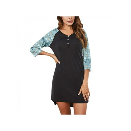 

Women s V-Neck Slim Long Sleeve Nightdress