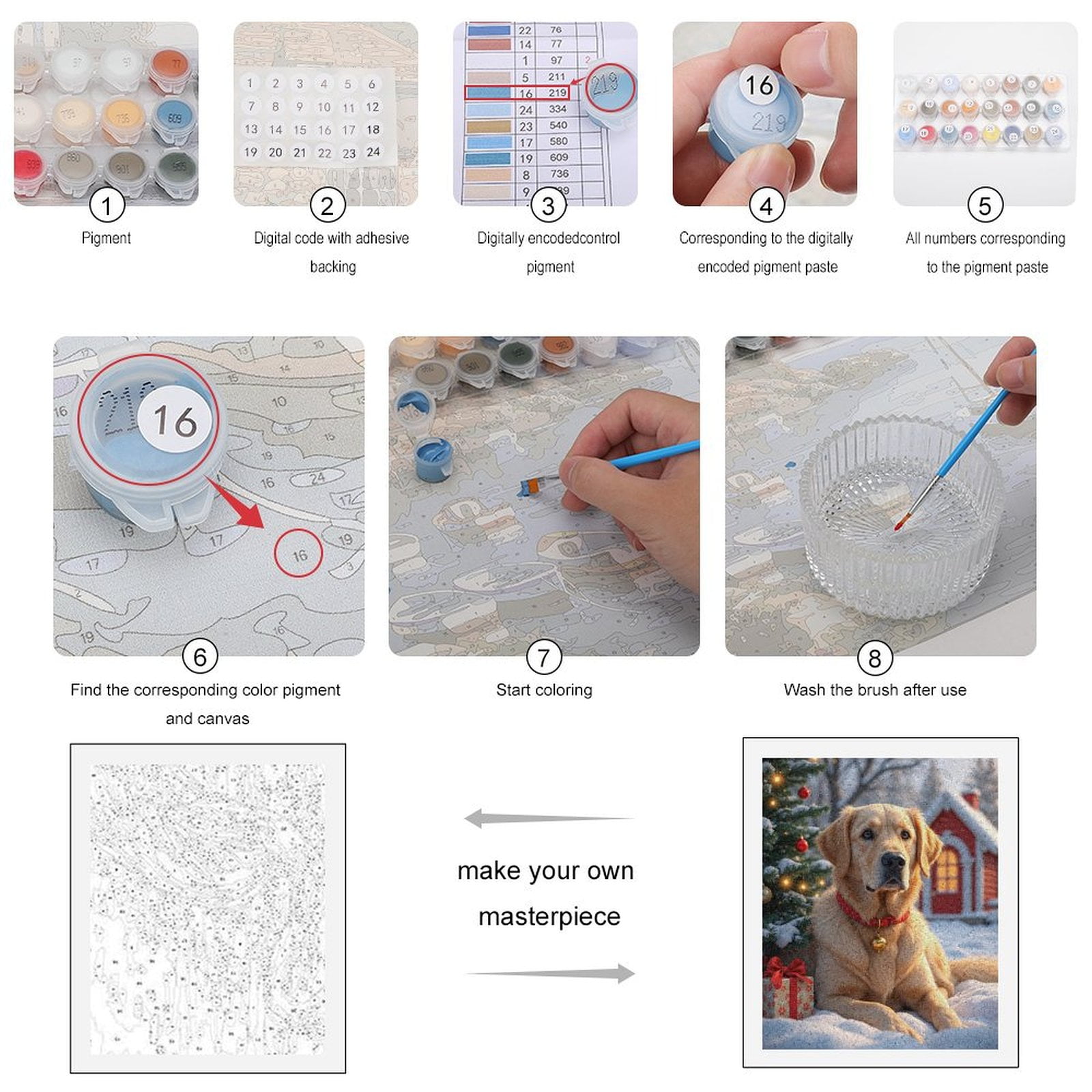 Paint by Numbers Kit for Adults, Dog Winter Holiday Scene Christmas Paint by Numbers, Easy Paint by Numbers Kit for Adults Beginner, DIY Adult Paint by Number Kits on Canvas, Home Decor