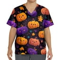 thumbnail image 4 of Drmagiyhm Halloween Scrub Tops Men Plus Size Medical Scrubs Short Sleeve Halloween Nursing Tops Fun V-Neck Scrub Shirts Holiday Printed Nurse Uniforms Black 5XL, 4 of 4