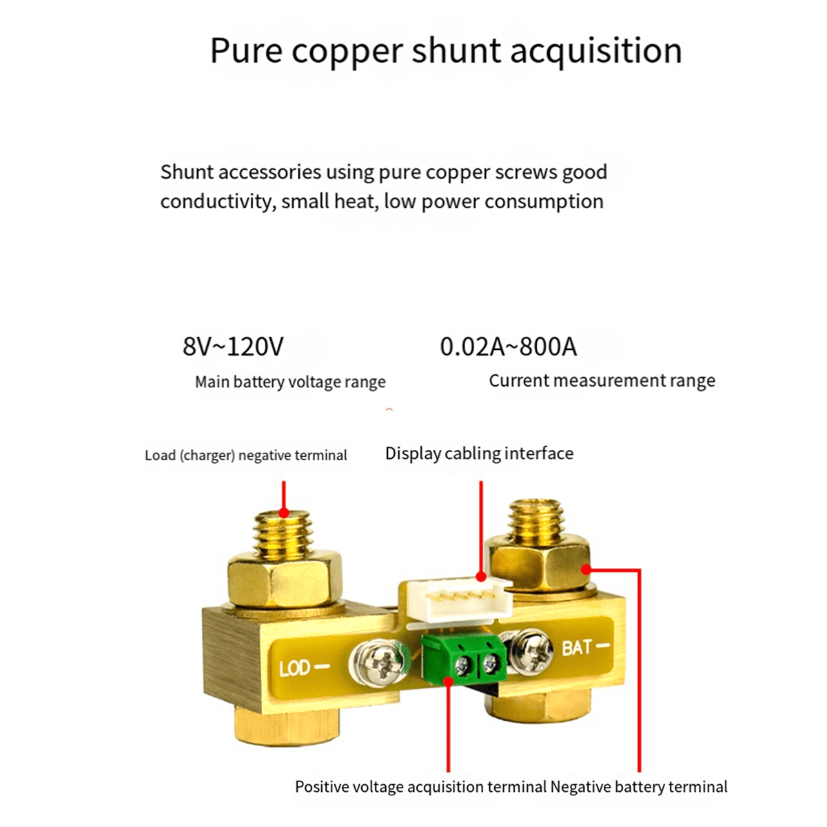 VA9910 3.5In 8-120V/0-300A Digital Voltmeter Ammeter Battery Capacity Indicator Hall Coulomb Meter Tester Power Detector,1x Monitor 1x Shunt 1x Wrench 1 Set x Connecting Cables,As Shown