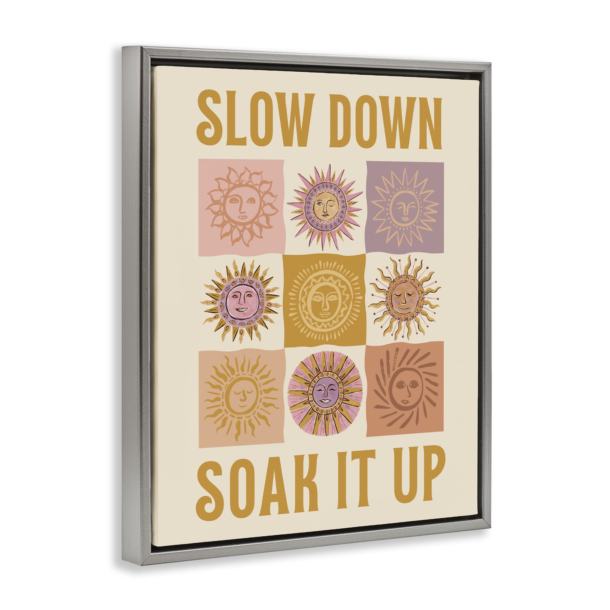 Stupell Industries Slow Down Soak It Up Gray Framed Floater Canvas Wall Art, design by Two If By Sea Studios