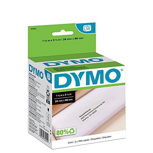 30252 24 Rolls of 350 1 1/8 x 3 1/2 White DYMO Authentic LabelWriter Mailing Address Labels for LabelWriter Label Printers