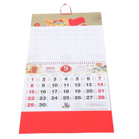 UNOMOR Chinese Style Calendar Wall Calendar Paper Red 1Pcs Home Decoration