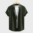 thumbnail image 2 of Zylarhe Men T Shirts Men's Short Sleeved Shirt Solid Color Net Color Fashion Men's Four Elastic Men's Shirt Summer Dark Green Men Tees And Tops, 2 of 8