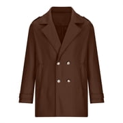 Men's Wool Blend Pea Coat Classic Notched Collar Double Breasted Overcoat Warm Winter Oversized Trench Coat