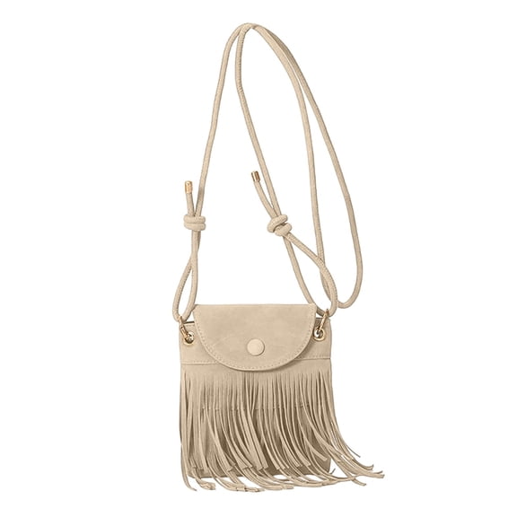 Willtoo Women Mini Tassel Faux Suede Crossbody Bag Cell Phone Pouch Coin Purse Wallet