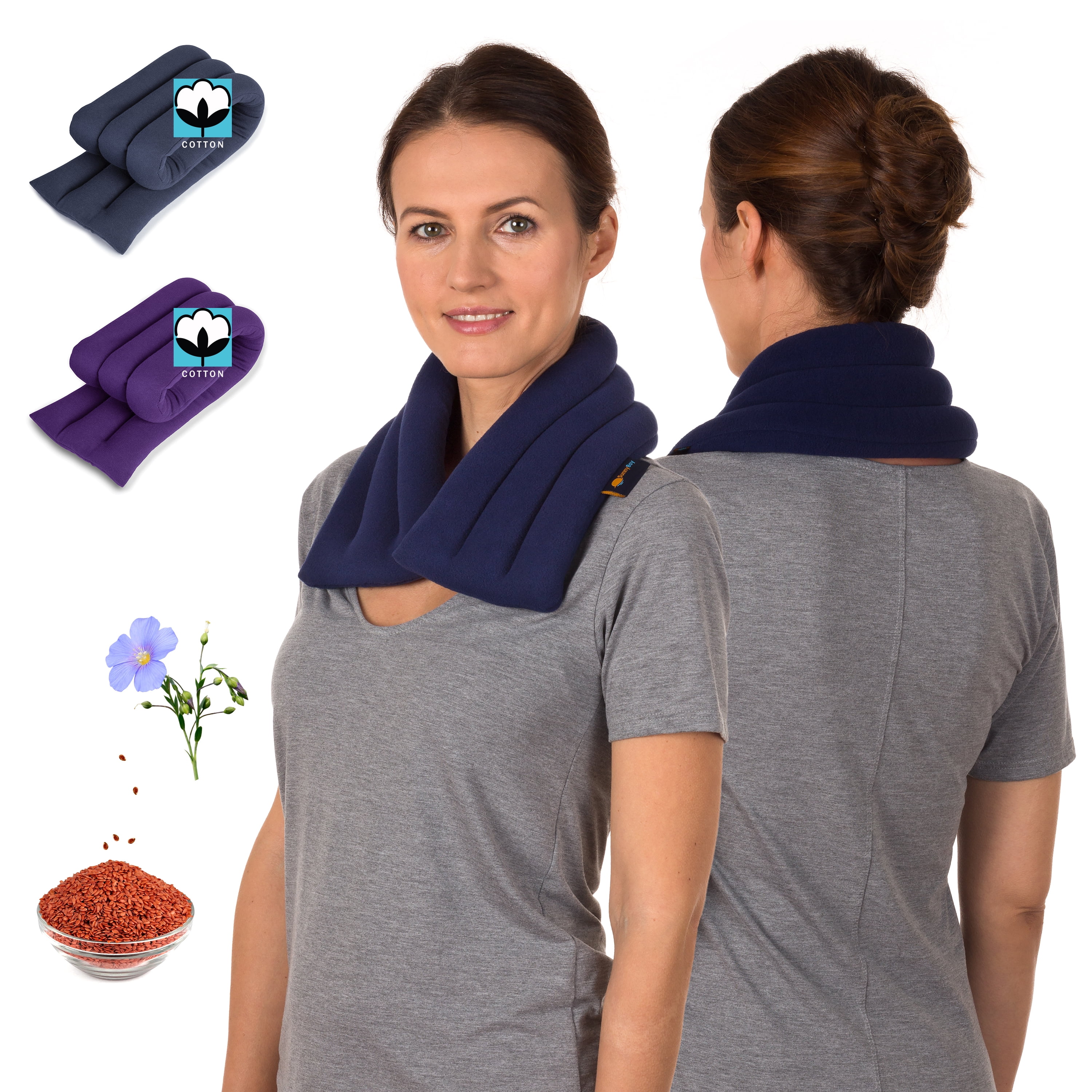 Sunny Bay Light Weight Heated Neck Wrap, Extra Long Neck Heating Wrap, Flax Seeds Filled, Best For Neck Pain Relief