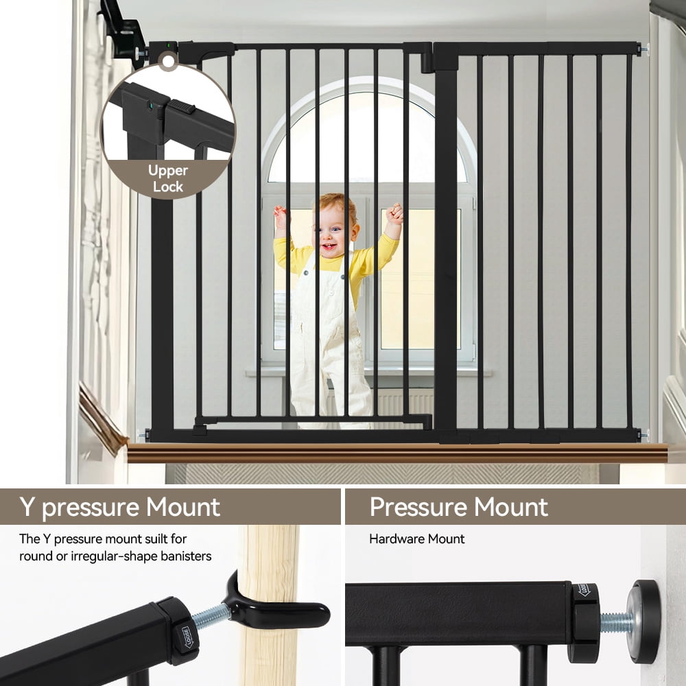 Baby Safety Gate, 36" Extra Tall, 29.5-48.8" Wide Baby Gate for Stairs and Doorway, Gate for 6 to 36 Months Old ,Black
