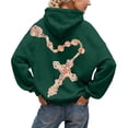 thumbnail image 2 of Bleached Hoodie for Women Graphic Cross Print Long Sleeve Pullover, Y2K Oversized Hoodies 2026 Outfits, Soft Fleece Lined Casual Sweatshirt with Kangaroo Pocket(Dark Green,XL), 2 of 5