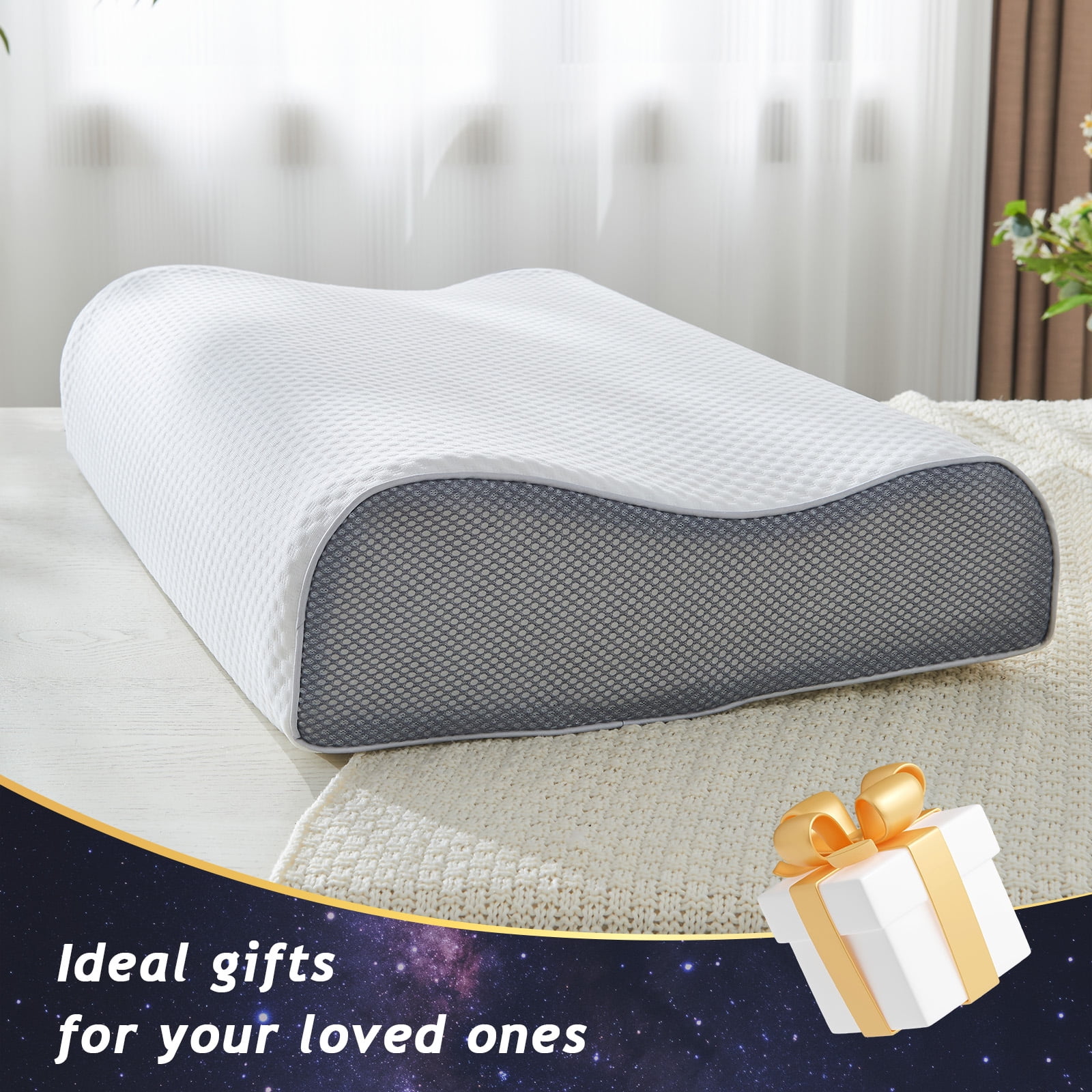 Kingrest Cooling Memory Foam Pillow for Neck Pain Relief Sleeping, Cervical Neck Pillow Adjustable Ergonomic Memory Foam Pillow For Side Back Stomach Sleepers Medium Firmness Quality (1 Pack)
