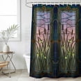 thumbnail image 4 of Stained Glass Bathroom Shower Curtains with 12 Hooks Polyester Waterproof Shower Curtain for Stalls and Bathtubs Vintage Abstract Botanical Plant Decorative Bathroom Privacy Curtain 36x72 Inches, 4 of 9