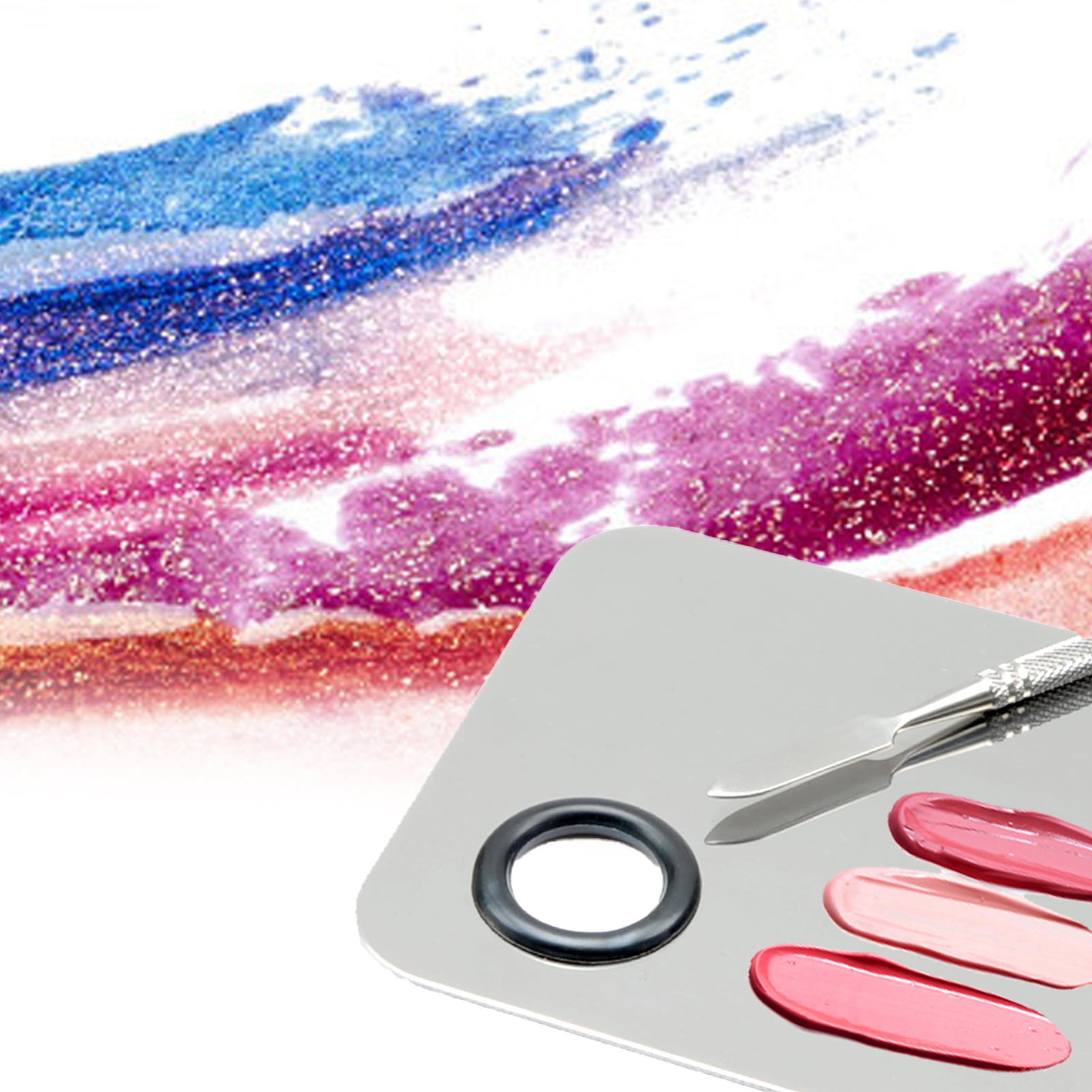 FelinWel - Makeup Mixing Palette, Stainless Steel Make-up Palette Ble