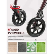 Naipo Mobility Rollator Walker for Seniors with Seat, Foldable Rolling Medical Walker with 6 inch Wheels, Aluminum Frame Supports Up to 300 lbs, Burgundy