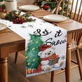 thumbnail image 3 of Cute Bear Christmas Tree Snowflakes Table Runner 13x70in Non-Slip Cotton Linen Table Runners, Xmas Cartoon Style Dresser Scarves TableRunner for Dinner Kitchen Dining Wedding Party, 3 of 9