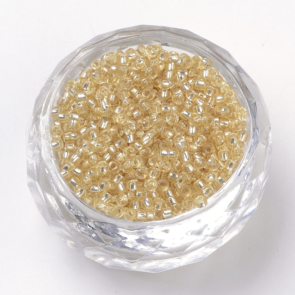 1Bag 12/0 Grade A Round Glass Seed Beads Silver Lined Pale Goldenrod 12/0 2x1.5mm Hole: 0.3mm about 30000pcs/bag