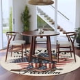 thumbnail image 4 of 250 Years of Freedom Round Living Room Rugs 8 ft, Independence Day Patriotic Boots Hat Retro Washable Large Area Rug with Non-Slip Sturdy Edge Binding Round Carpet for Dining Room Kitchen Office, 4 of 9