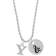thumbnail image 1 of Delight Jewelry Silvertone Large Initial - Y - Silvertone Script Initial Disc - & - Charm Necklace, 20"+3", 1 of 4