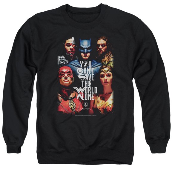 Justice League Movie - Save The World Poster - Crewneck Sweatshirt - X-Large