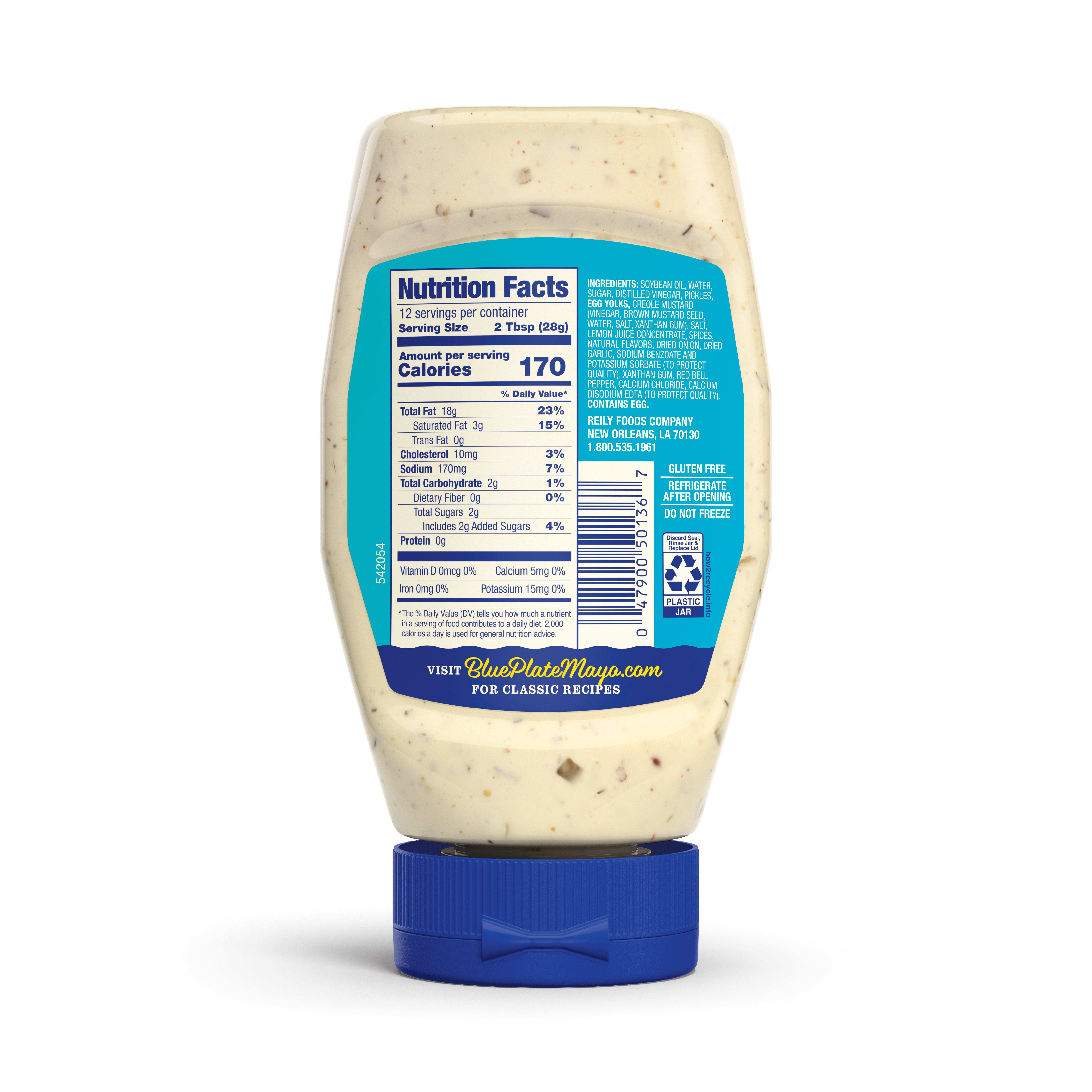 Blue Plate Creole Tartar Sauce, 12 fl oz Squeeze Bottle