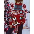 thumbnail image 2 of Suéteres de punto navideños de colores para mujer, botones, muñeco de nieve, jersey de manga larga, suéter de punto, ropa navideña de tendencia femenina, 2 of 5