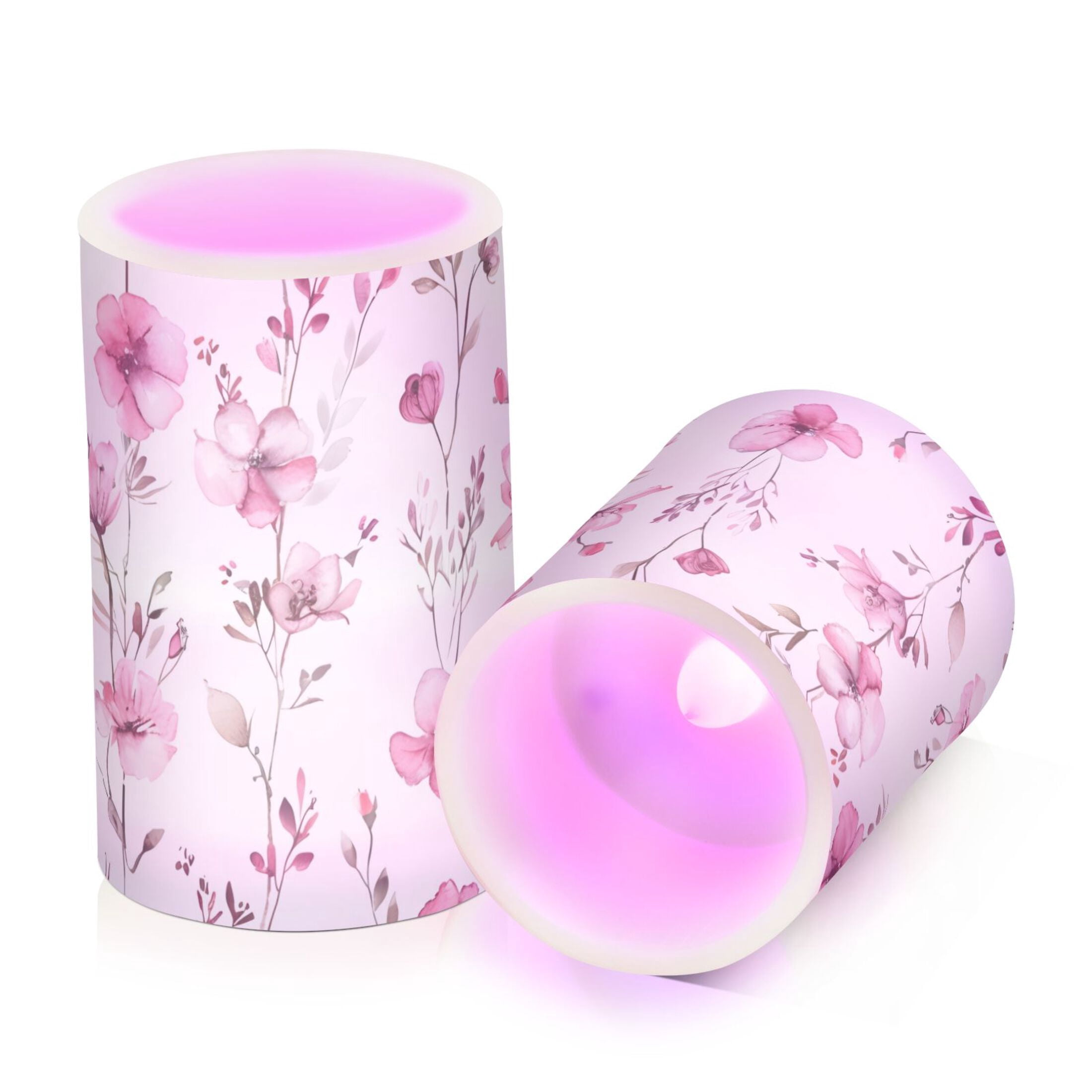 Watercolor Style Wild Flowers Spring Flickering Flameless Candles LED Tealight Battery Operated with Remote Set of 2 Holiday Decor Ornaments