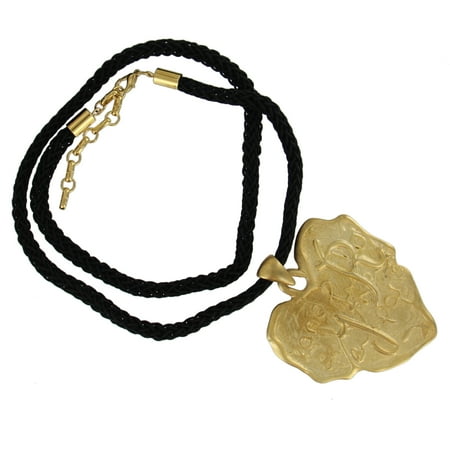 Abstract Heart Necklace - Gold Tone Heart Pendant Abstract Letters Necklace Black Cord Convertible Two Row Choker