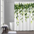 thumbnail image 5 of Eucalyptus Leaf Shower Curtain for Bathroom, Watercolor Spring Vintage Sage Green Leaves Waterproof Cloth Fabric Bathroom Accessories Set with 12 Rust Proof Plastic Hooks, 72"x84", 5 of 9