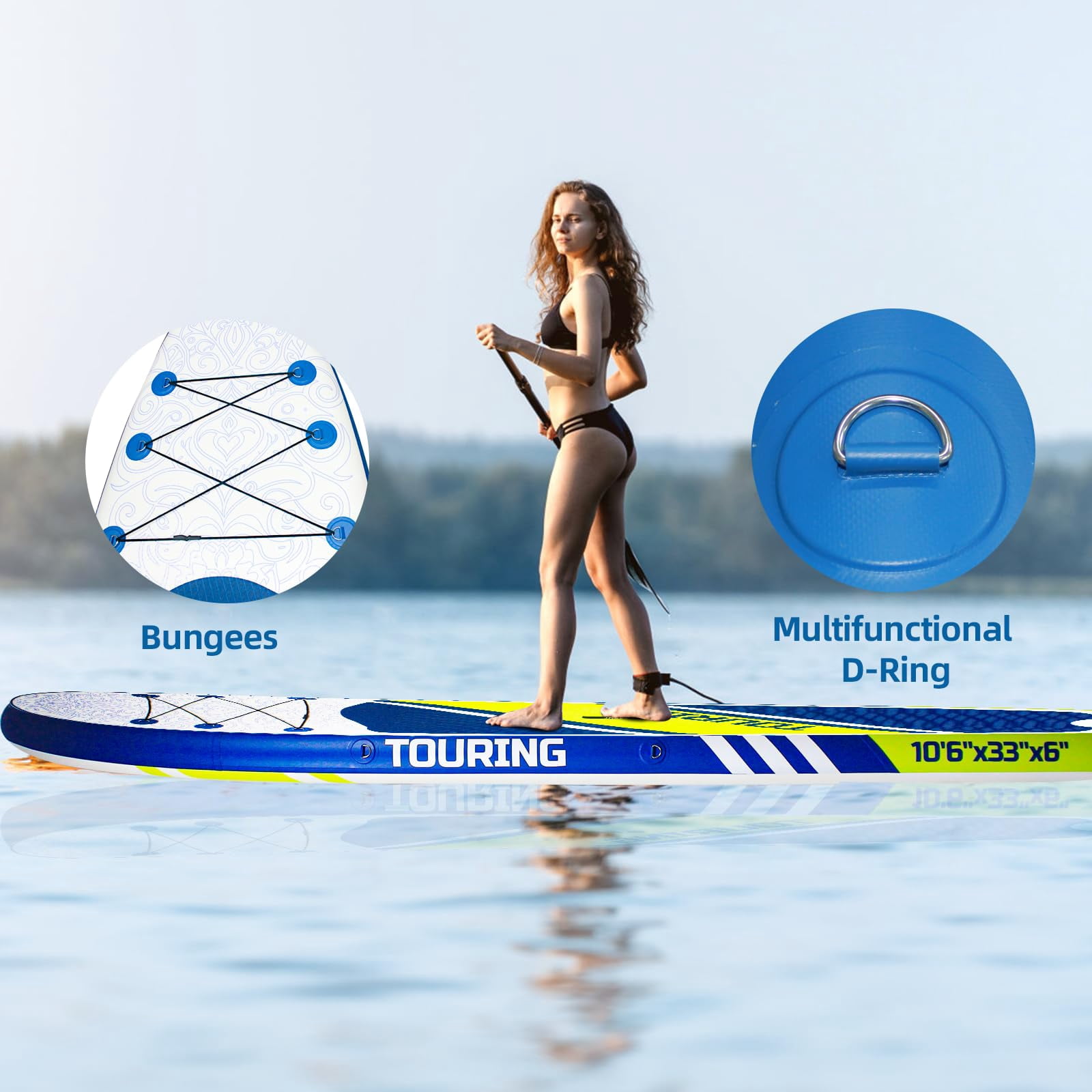 Inflatable Stand Up Paddle Boards, with SUP Paddle Board Accessories, Wide Stable Design, Non-Slip Comfort Deck for Youth & Adults