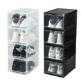 thumbnail image 4 of Plastic Shoe Box, 4/8/12x Stackable Black/ Clear Shoe Storage Box Sneaker Storage Bins Shoe Container Organizer for Women Men, 4 of 10