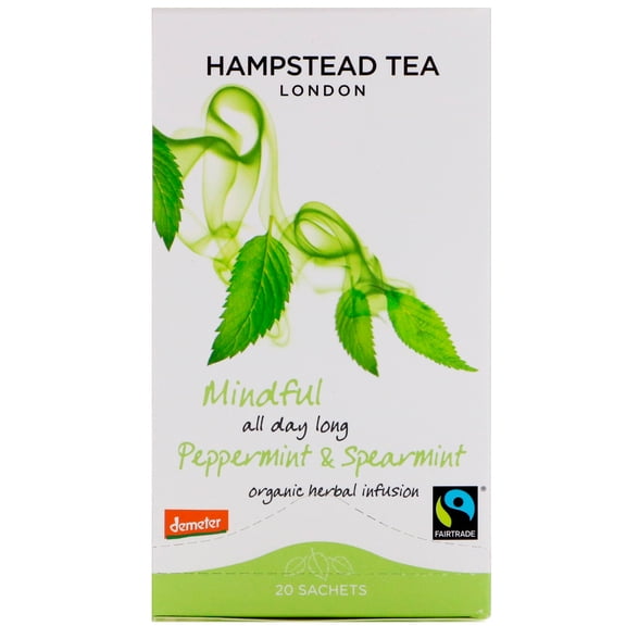 Hampstead Tea  Organic  Peppermint   Spearmint  20 Sachets  1 06 oz  30 g