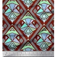 thumbnail image 1 of Soimoi Red Cotton Jersey Fabric Diamond & Triangle Geometric Print Fabric by the Yard 58 Inch Wide, 1 of 3