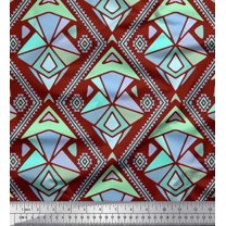 Soimoi Red Cotton Jersey Fabric Diamond & Triangle Geometric Print Fabric by the Yard 58 Inch Wide