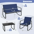 thumbnail image 3 of Costway Ensemble de Terrasse à Bascule 8 Pcs 4 Chaises Berçantes et Causeuse avec Table à Dessus en Verre Extérieur, 3 of 10