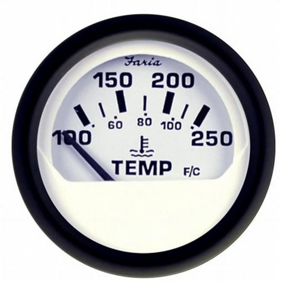 Faria Beede Instruments  2 in. Euro White Water Temperature Gauge- 100-250 Fahrenheit