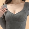 thumbnail image 6 of Ahabrexf Underwear for Women Women's Winter Solid Color V-Neck Warm Seamless Cold-Proof Long Sleeves Thermal Underwear Thermal Underwear for Women, 6 of 7