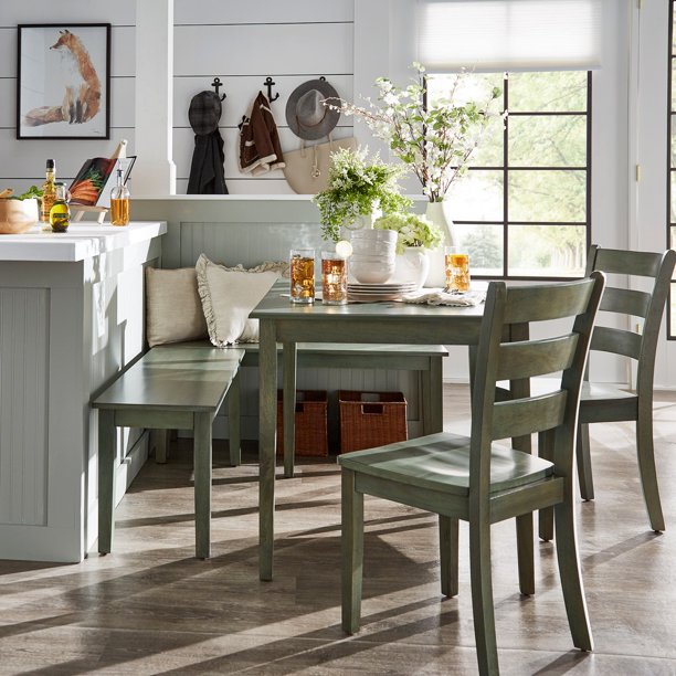 Weston Home Lexington 5 Piece Breakfast Nook Dining Set Rectangular Table Antique Sage Walmart Com Walmart Com