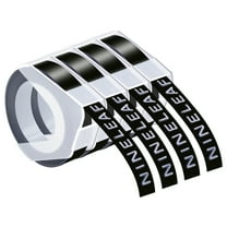 NineLeaf 4 Pack Compatible for Dymo 520109 3D Plastic Embossing Label 3/8'' x 9.8' White on Black Label Tape