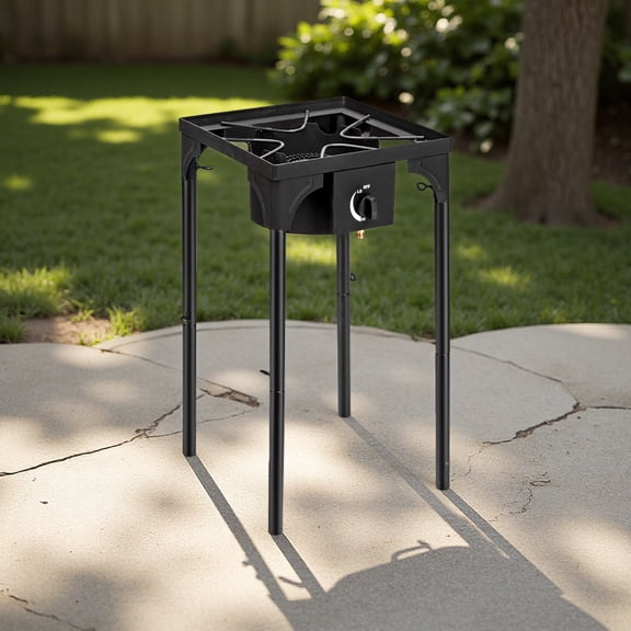 75000-BTU Outdoor Camp Stove, Portable Cast Iron Propane Gas Cooker, CSA Certified Single Burner for Patio Brewing & Tailgating