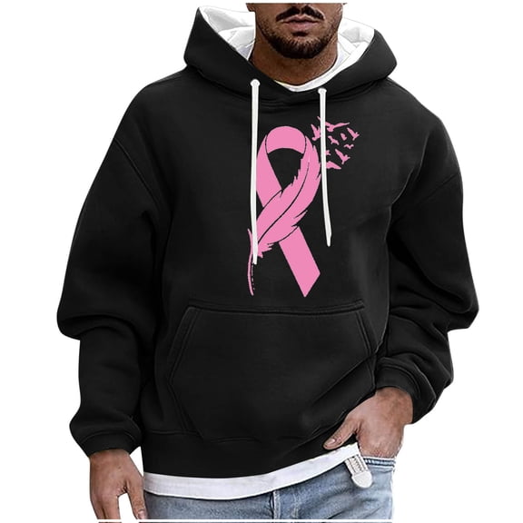 WXLWZYWL Breast Cancer Pink Shirt Men Cotton Hooded Sweater Hoodies Casual Men and Women Hoodie Shirt