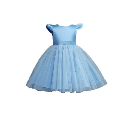 

Zlekejiko Toddler Girls Dress Performance Dress Party Dress Bow Mesh Skirt Princess Dress Flower Girl Dresses