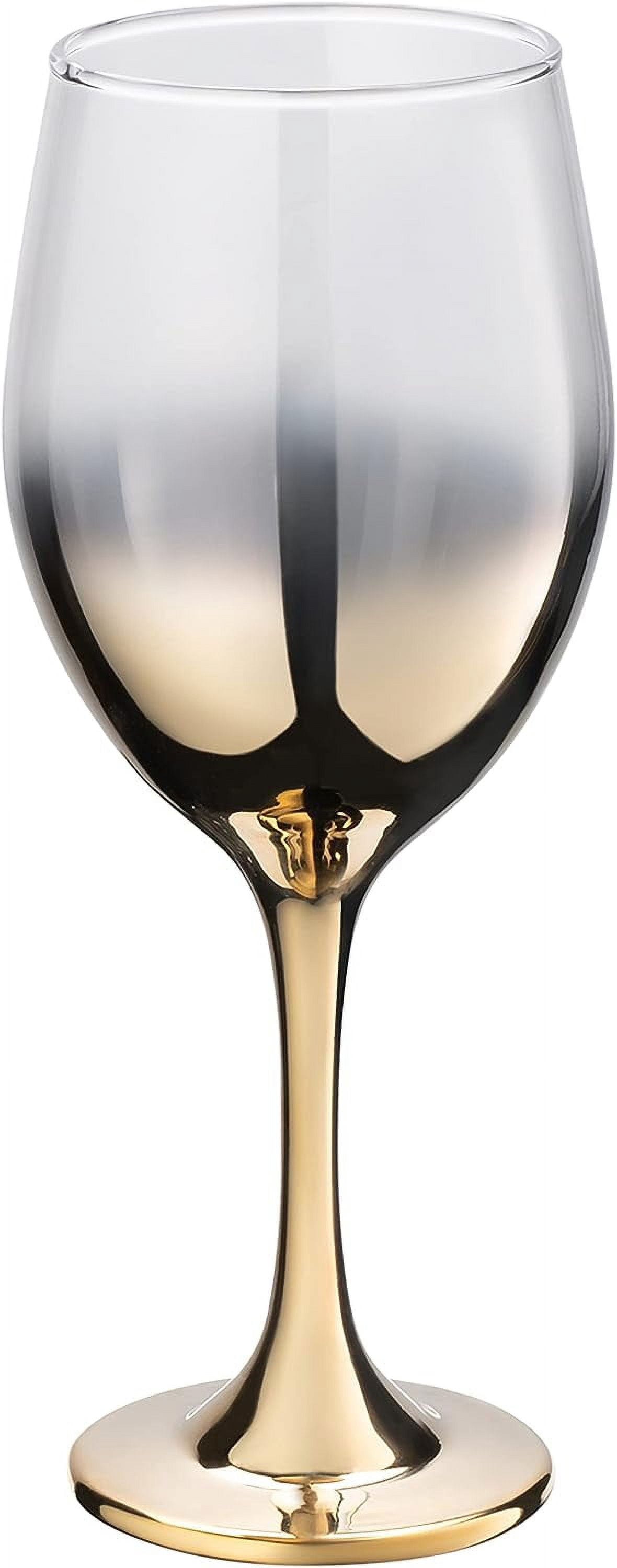 Vikko 11.5 Oz Wine Glasses Decorative Gold Ombre 12-Pc Glassware Set for Red & White Wine