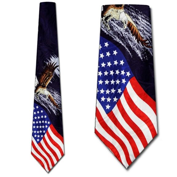 Flying Eagle with Flag Necktie Mens Tie by Steven