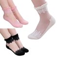 thumbnail image 5 of Dress Choice 5 Pairs Womens Girls Sheer Lace Ankle Socks Ultra Thin Transparent Mesh Low Cut Socks Silk Nylon Fishnet Short Transparent Socks, 5 of 7