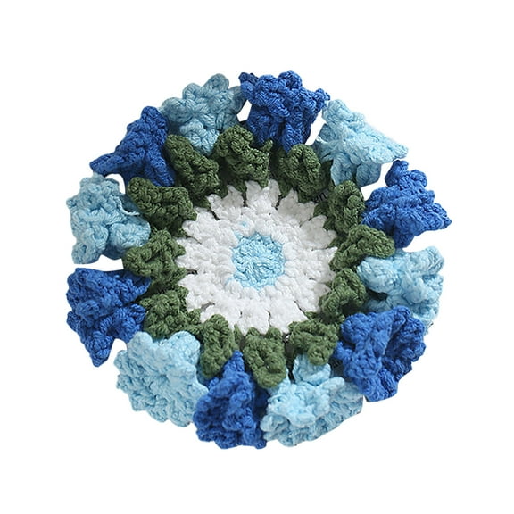 3D Flower Crochet Handmade Knitted Floral Placemat Elegant Table For Drinks Cup Home Dining Kitchen Decorations