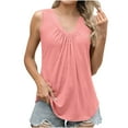thumbnail image 2 of Admvng Summer Tops for Women Fashionable V-neck Sleeveless Casual Camisole Pleated Top S-2XL, 2 of 9